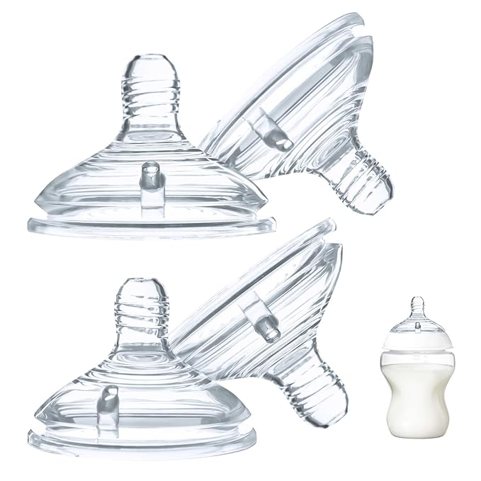 LSAUVWN 4-Count Silicone Bottle Nipples for Natural Start Anti-Colic Bottles & Advanced Anti-Colic Bottles & C to Natural Bottles and NUK Simply Natural Bottle, Anti-Colic Valve, Fast Flow, 6m+