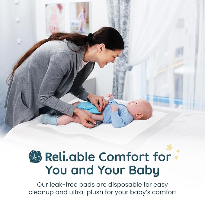 Reli. Premium XL Disposable Baby Changing Pad Liners | XL 24" x 18" | 110 Pack | Super Absorbent, Soft, Leak-Proof, Waterproof, Quick Dry | Carry on The Go for Quick Diaper Changes (White)
