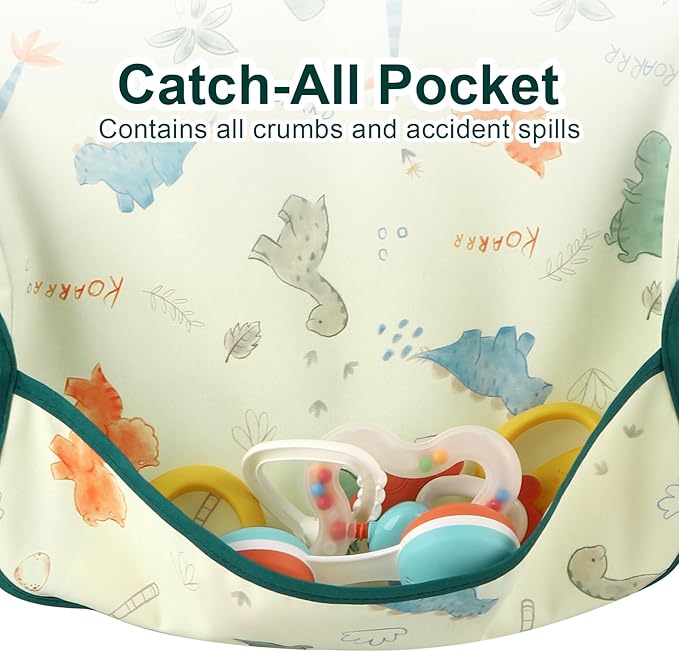 Accmor 4 Pack Long Sleeve Bibs, Baby Smock Waterproof Sleeved Bib Smock for Baby Toddler 6-36 Months