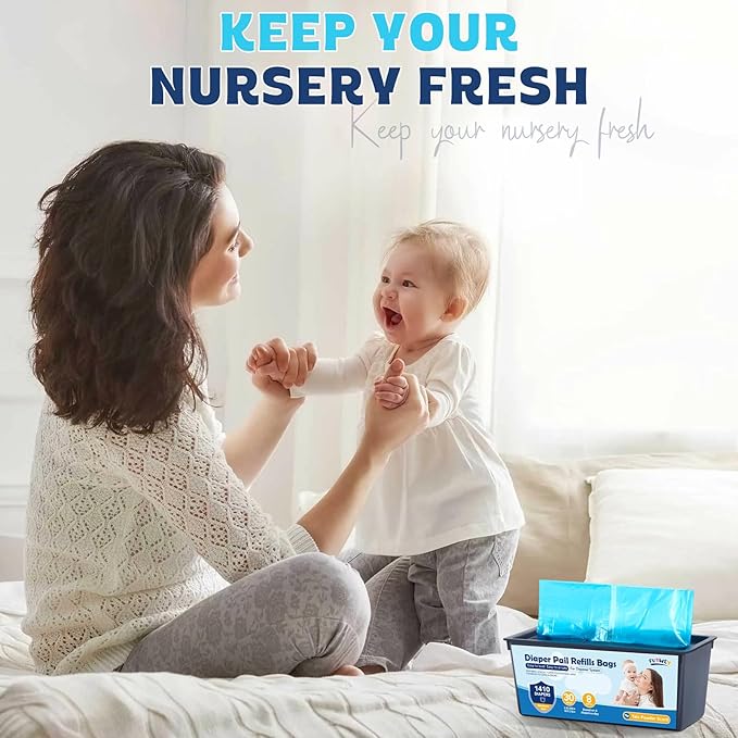 Diaper Pail Refill Bags 30 Bags Per Refill，Compatible with Genie Easy Roll Signature Diaper Pails Holds Up to 5640 Newborn Diapers 7 Layer Odor Barrier Technology 4PACK (120 Bags)
