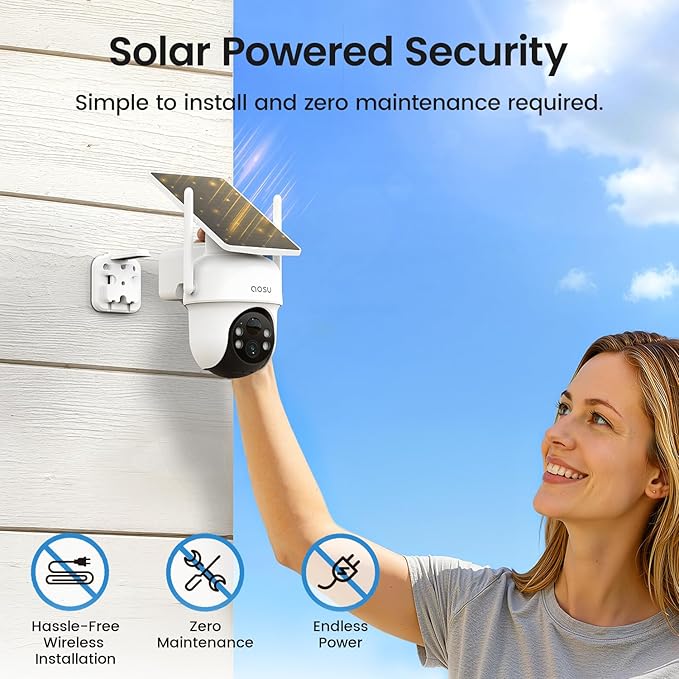 aosu Security Cameras Wireless Outdoor, 6-Cam Kit, No Subscription, aosuBase Expandable to 1TB (32GB Built-in), 5MP Solar Camera Wireless Outdoor, 360° Pan & Tilt, Human Auto Tracking, Easy Setup