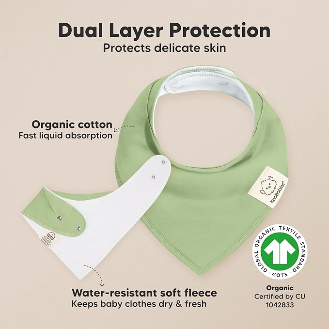 KeaBabies 8-Pack Organic Baby Bandana Bibs for Girls - Super Absorbent Triangle Baby Bibs for Drooling and Teething Infant, 100% Cotton Extra Soft for Newborn, Infant 0-36 Months (Dew)