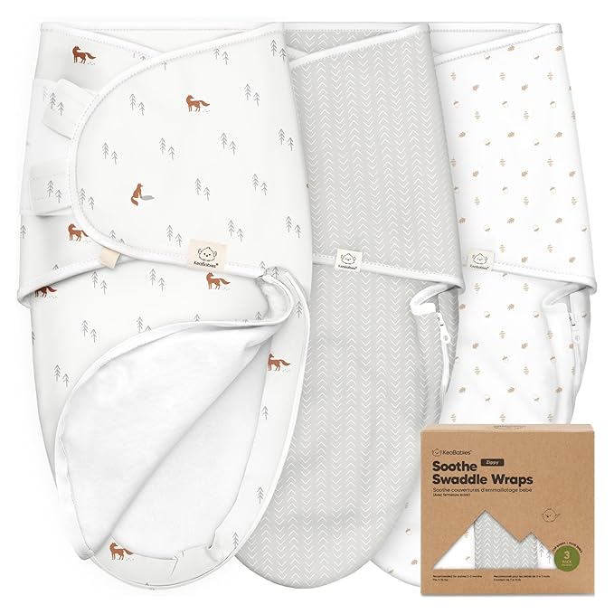Baby Swaddle Sleep Sacks with Zipper - 3-Pack Swaddles for Newborns 0-3 Months, Infant, Baby Girls, Boys, Soft & Durable Newborn Sleep Sack,Easy Diaper Change Swaddling Blanket(Forest)