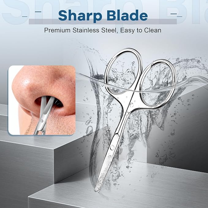 Hdama Nose Hair Scissors, Small Sicssors for Men Women Grooming Facial & Ear Hair, Trimming Eyebrow, Mustache, Beard with Safety Blunt Tip
