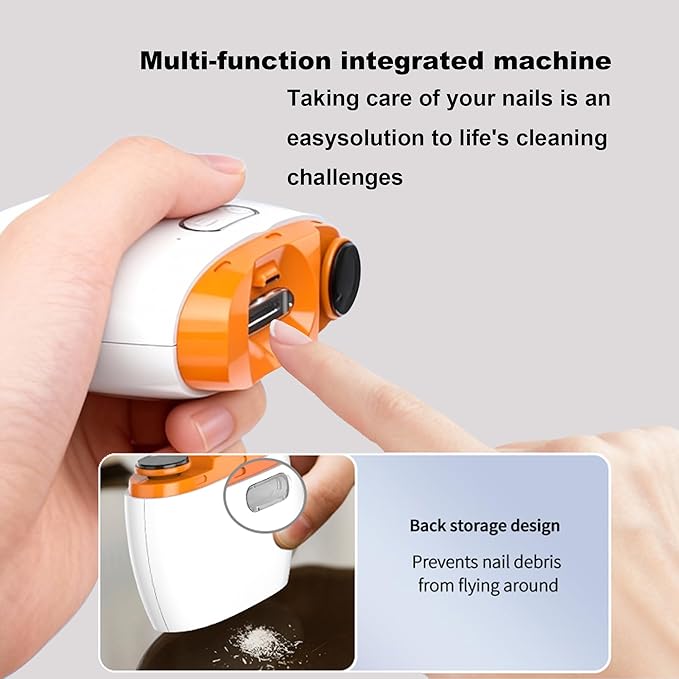 Upgraded 3-in-1 Electric Nail Clipper & Polisher - Automatic Nail Trimmer with LED Light, 2 Speeds, Type-C Charging & Storage Box, Safe for Baby, Seniors & Adults