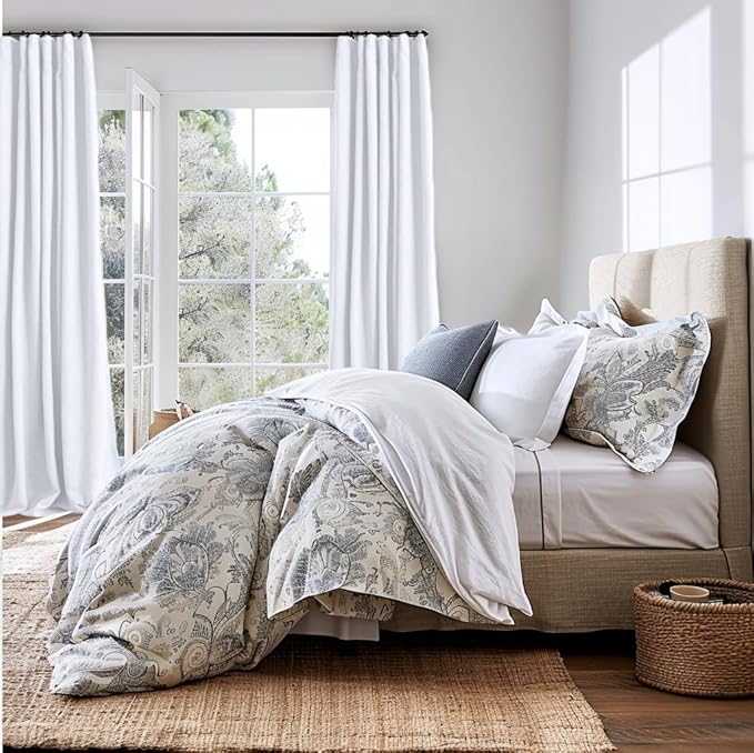INOVADAY 100% Blackout Curtains for Bedroom, Black Out Curtains 72 Inch Long, Clip Rings Linen Blackout Drapes, Thermal Insulated Room Darkening for Living Room, 2 Panels - Brightwhite,W50xL72