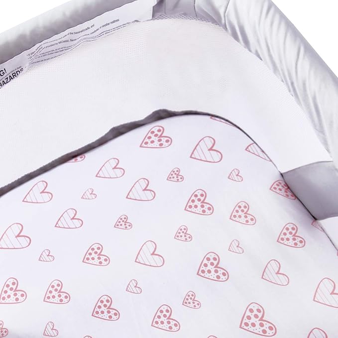 Bassinet Sheets Compatible with Babybond, Newton, Bcol, Bold and QUTANIX Baby Bassinet Bedside Sleeper, 2 Pack 100% Cotton Bassinet & Bedside Sleeper Sheets, Pink and White Print for Baby