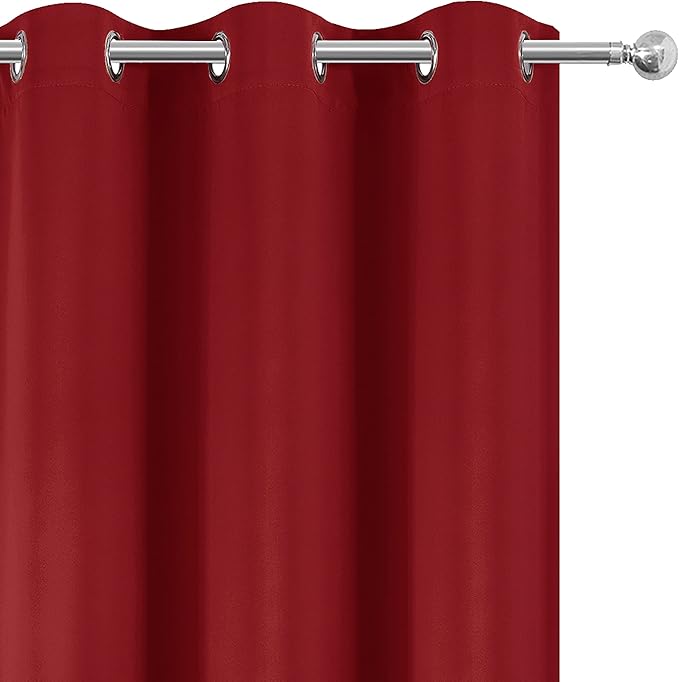 LEMOMO Red Curtains 40 x 63 Inch Length 100% Blackout Curtains 2 Panels with Black Liner/Double Layer Full Room Darkening Curtains for Living Room