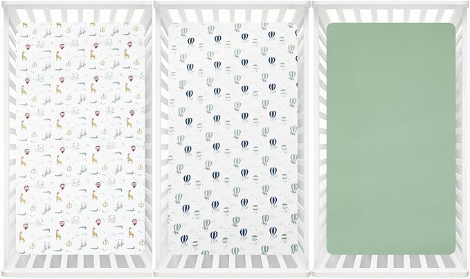 david's kids 3 Pack Fitted Crib Sheets, Ultra Soft Breathable Comfortable Baby Sheet Set for Boys Girls Neutral, 28x52 Inch Fits Standard Crib and Toddler Mattresses, Animals