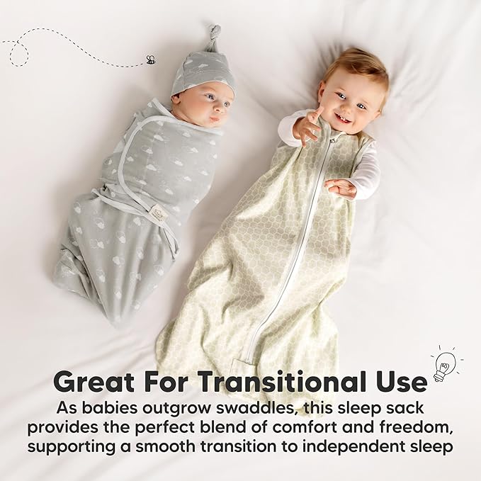 2-Pack Baby Sleep Sacks, Zipper Wearable Blanket - 0.5TOG Organic Cotton, Lightweight, Soft Cozy Toddler Sleeping Sack 6-12 months, Easy to Wear Large Newborn Transition Swaddles Sleepsacks (Woodland)