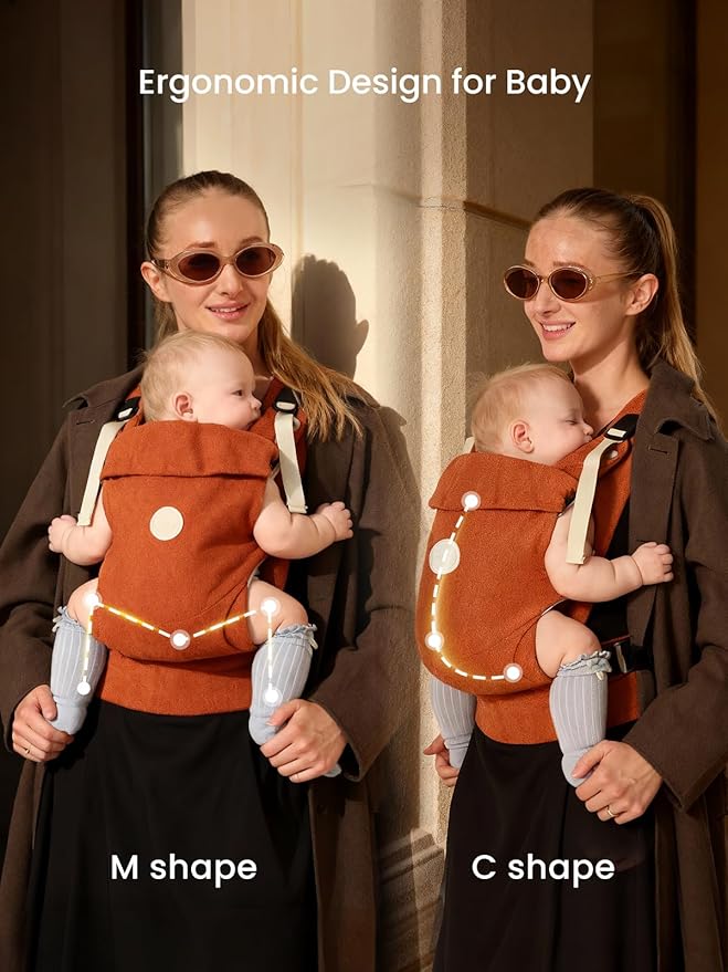 GROWNSY Baby Carrier, One-Click Release Clasp for Easy to Wear, Cozy Wraps Carrier Newborn to Toddler with Head Support(7-44lbs), Ergonomic & Lightweight for Infant to Toddler, Sepia