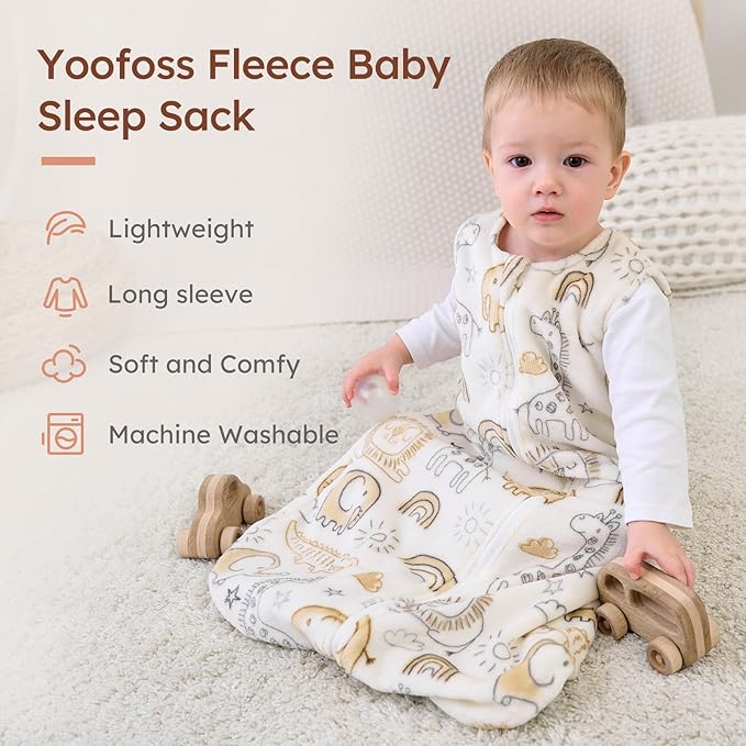 Yoofoss Baby Sleep Sack 18-24 Months, 1.5 Tog Sleep Sack, Fleece Baby Wearable Blanket with 2-Way Zipper, Toddler Sleeping Sack, Soft Warm Lightweight(Small)