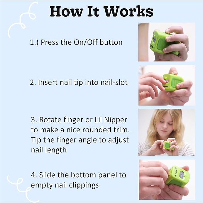 Electric Nail Clipper with Catcher for Kids, Children, Tweens - Safe and Easy to Use. Rechargeable Safety Fingernail Trimmer for Kids 5-12 yrs Old