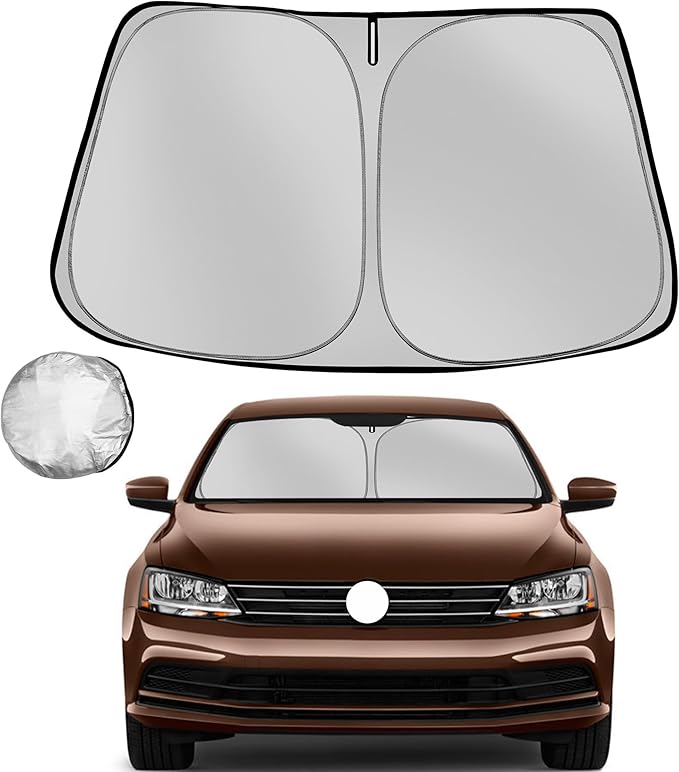 Windshield Sun Shade for 2011-2018 Volkswagen VW Jetta Foldable Sun Sunshade for Car Front Window Blocks UV Rays and Heat Automotive Interior Protector Custom Fit Accessories