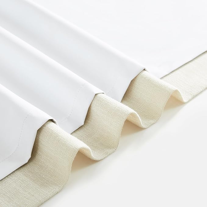 WEST LAKE Short Ivory Pearl Bailey Pinch Pleated Curtain Pair with 100 Light Blocking Liners 63 Inches Long,Modern Textured Panels,Energy Efficient Window Treatment for Bedroom Living Room,40"Wx63"Lx2