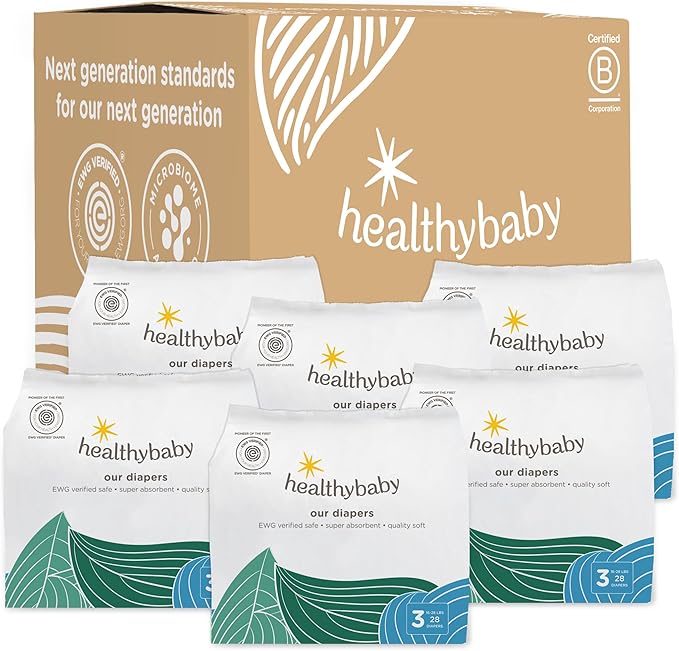 Our Diapers | The First EWG Verified & Microbiome-Friendly Diaper | 12-Hour Leak Protection | Made with Organic Cotton & Plant-Derived Materials | Totally Chlorine Free | Size 3 (16-28 lbs) 168 Count