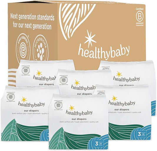 Our Diapers | The First EWG Verified & Microbiome-Friendly Diaper | 12-Hour Leak Protection | Made with Organic Cotton & Plant-Derived Materials | Totally Chlorine Free | Size 3 (16-28 lbs) 168 Count