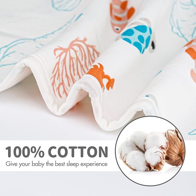 Baby Transitional Swaddle Sleep Sack - Swaddles for Newborns, Cuff Removable Arms Up Design, Free Wearable Blankets with 2-Way Zipper, Underwater World (3-6 Month)
