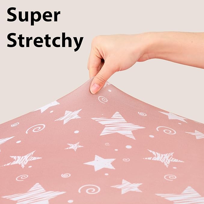 Baby Crib Sheets Girl, 3 Pack Toddler Bed Sheets Fit for 52”x28” Standard Crib and Toddler Mattresses, Super Soft Microfiber Pink Stars