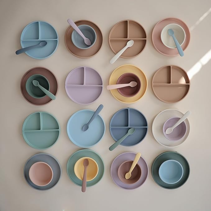 mushie Silicone Suction Bowl | BPA-Free Non-Slip Design (Dried Thyme)