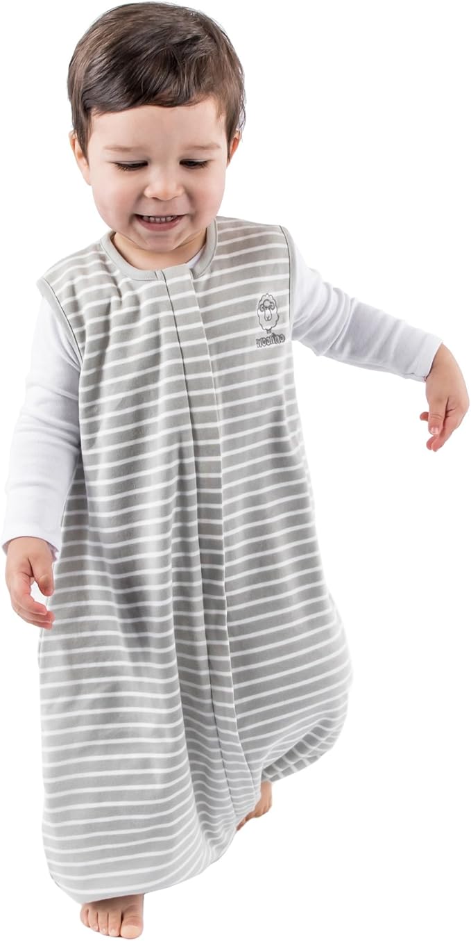 Woolino 4 Season Baby Sleep Bag with feet, Merino Wool and Organic Cotton Walker Sleep Bag Sack, Toddler Sleeping Bag, 18-36m, Gray
