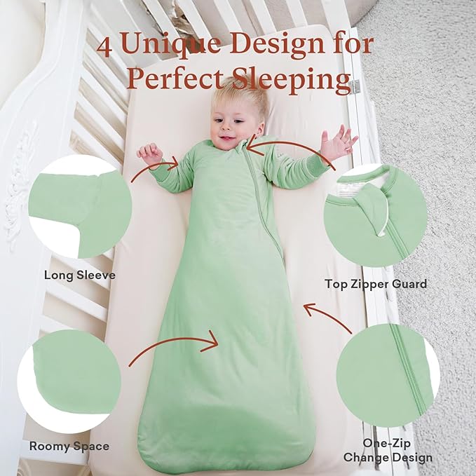 littogoose Baby Sleep Sack 1.0 TOG, Long Sleeve Wearable Blanket Soft Infants Sleeping Sack Boy Girl for 3-6 Months 2T-4T
