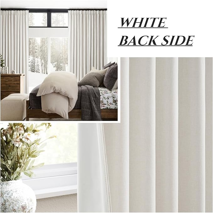Birch 144 Inches Extra Long Blackout Curtains for Dining Room/Bedroom 2 Panels Set, Pinch Pleated Floor to High Ceiling Track 12ft Tall Large Window Heavy Drapes Butter Cream Curtain Beige(40"Wx144"L)