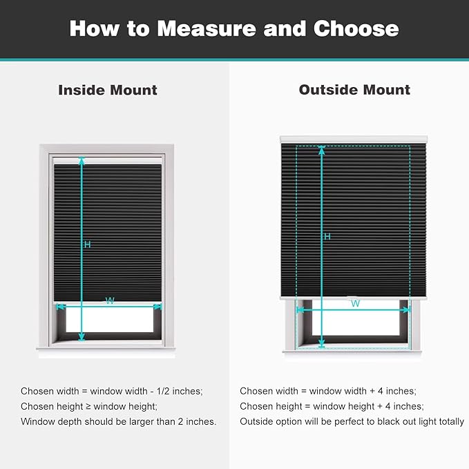 Changshade Cordless Cellular Shades, Blackout Honeycomb Shades for Windows, Pull Down Pleated Blinds, Easy to Install for Indoor Windows and French Doors,38" W x 72" H, Black