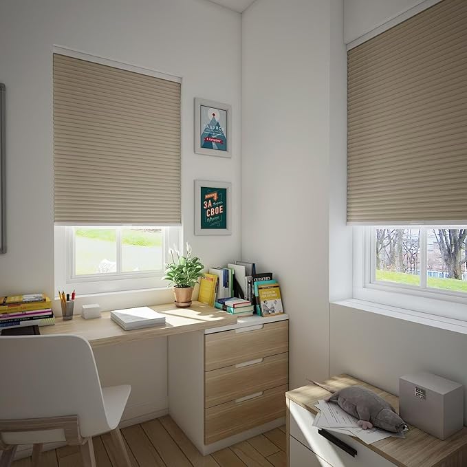 Changshade Blackout Cellular Shades Cordless Blinds Black Out for Indoor Windows, Room Darkening Light Blocking Honeycomb Blinds for Home Office Bedroom, Shade Size 72 inch High 66 inch Wide, Brown