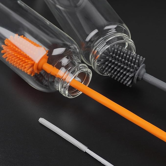 LeMuna Silicone Bottle Brush Set - Silicone Straw Brush for Narrow Neck, Hydro Flask, Sports Bottle & Glassware