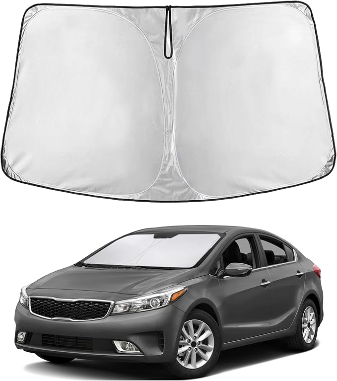 EcoNour Windshield Sun Shade Compatible for Kia Forte 2019–2024 2025 2026 | Custom Fit Sedan Front Window Sunshade | Foldable UV & Heat Reflective Sun Visor