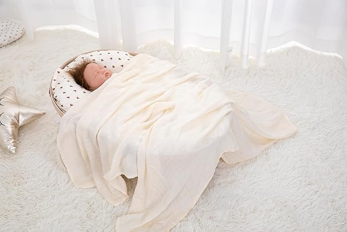 Muslin Swaddle Blankets for Baby Boys and Girls, 4-Pack Breathable and Skin-Friendly Receiving Blanket Wrap, Baby Essentials, Registry & Gift, 47 x 47 inches (Monochrome Safari)