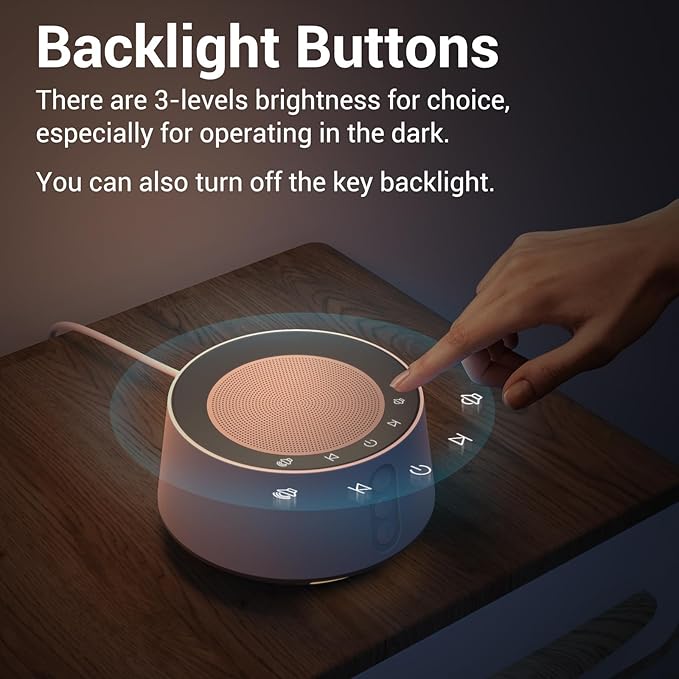 BGOVERSS White Noise Sound Machine with 20 Soothing Sounds, 10 Colors Night Light Sleep Machines Home Office Travel, 5 Timers and Memory Feature Sound Machine for Nursery Baby Kids Adults (Black)
