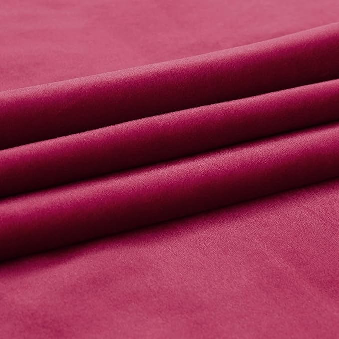 PRIMROSE Red Curtains 102 inch for Living Room Velvet Drapes Blackout Rod Pocket Back Tab Window Treatment Semi Room Darkening Decor Curtains for Bedroom Set of 2 Panels