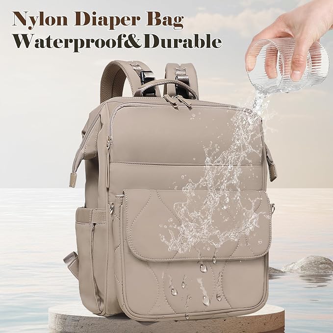 miss fong Diaper Bag Backpack - Baby Diaper Bag Travel Diaper Backpack with Diaper Changing Pad Large Capacity Baby Backpack Pañaleras Para Bebe with 12 Pockets for Mom & Dad -Khaki