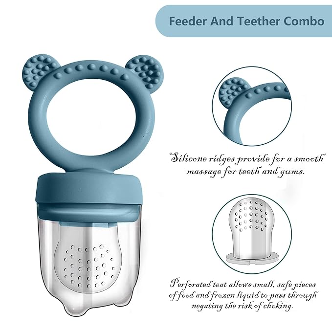 BIGSPINACH Baby Food Feeder Pacifier with Breast Milk Popsicle Teether-Silicone Forage Feeder for Babies-Breastmilk Storage Container and Freezer Tray-Teething Popsicle Molds for Soothing Relief