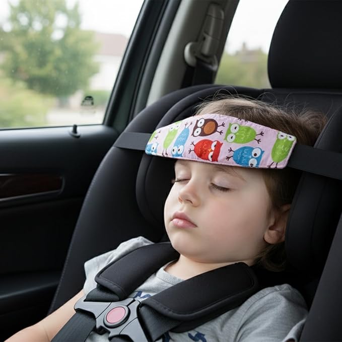 3 Pcs Baby Carseat Head Support, Car Seat Straps Pillow Support Ban, Stroller Neck Relief Strap Headrest, Slumber Sling Sleep Positioner for Toddler Infants Child Children Kids (Stars, Owls, Clouds)