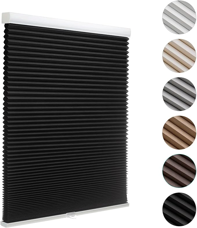MYshade Cordless Blackout Cellular Shades for Windows, Honeycomb Window Shades with Thermal Insulation, Child & Pet Safe Room Darkening Shade, Easy Install,20" W x 50" H, Black