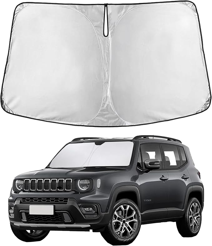 Econour Windshield Sunshade for Jeep Renegade 2015-2023 2024 2025, Sun Visor for Front Windshield & Window Sun Shade Cover, UV Heat Blocker & Protector, Car Accessories
