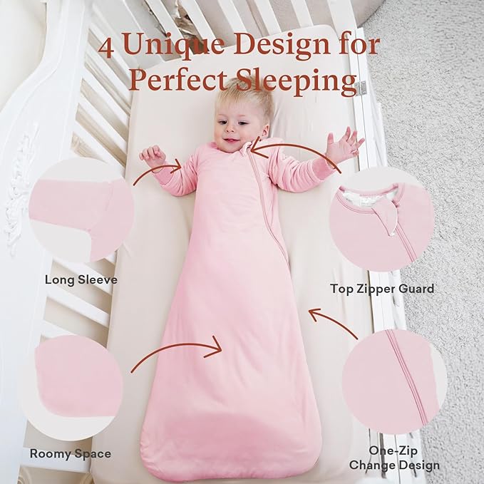 littogoose Baby Sleep Sack 1.0 TOG, Long Sleeve Wearable Blanket Soft Infants Sleeping Sack Boy Girl for 3-6 Months 2T-4T