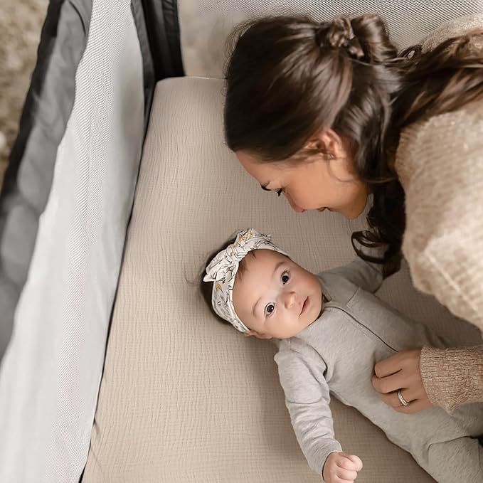 lulumoon Pack and Play Sheets Muslin: Cotton Fitted Sheets for UPPAbaby Pack N Play - Soft Playard Sheets for Boys and Girls 2Pack