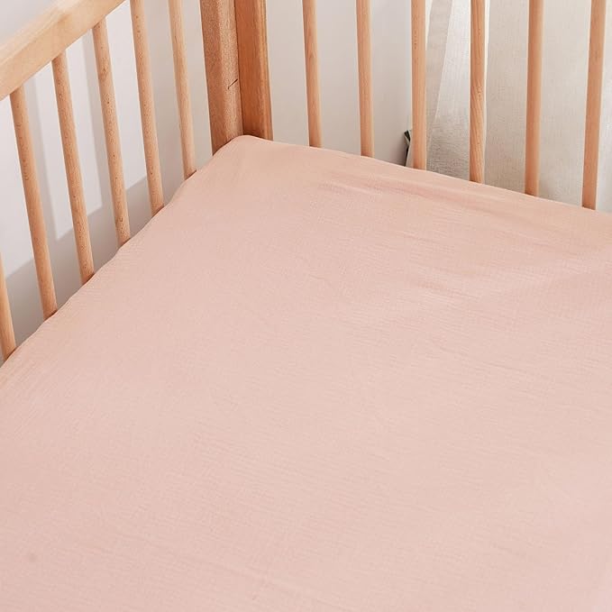Muslin Crib Sheets–100% Organic Cotton Baby Sheets for Boys & Girls,2 Pack Muslin Mini Crib Sheets for Toddler Mattress,Breathable Crib Mattress Sheets 28''x52''(Flower)