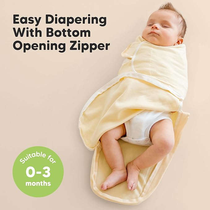 Baby Swaddle Sleep Sacks with Zipper - 3-Pack Swaddles for Newborns 0-3 Months, Infant, Baby Girls, Boys, Soft & Durable Newborn Sleep Sack, Easy Diaper Change Swaddling Blanket (Daffodil)