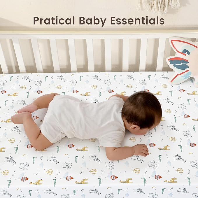 david's kids 3 Pack Fitted Crib Sheets, Ultra Soft Breathable Comfortable Baby Sheet Set for Boys Girls Neutral, 28x52 Inch Fits Standard Crib and Toddler Mattresses, Animals