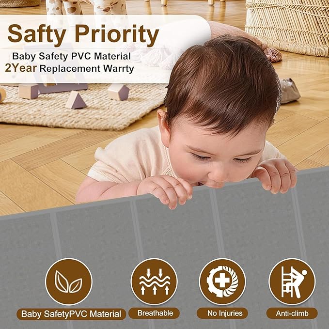 100 inch Retractable Baby Gates 42 inch Tall, Retractable Gate with Reinforced Strip Design to Prevent Crawling Through, 8 FT Extra Wide Retractable Dog Gate for Indoor/Outdoor