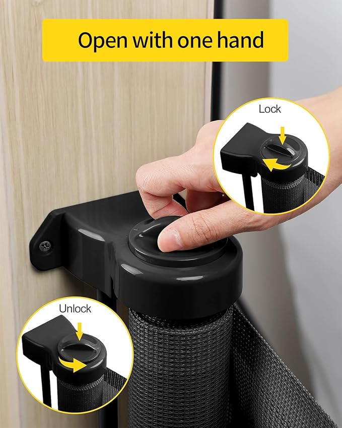 118 Inch Extra Wide Retractable Baby Gate,Mesh Large Gate or Mesh Pet Dog Gate, Opening Wide Extra Long Child Safety Gate for Indoor Baby Fence, Outdoor, Stairs, Deck (Black)