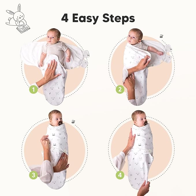 3-Pack Organic Baby Swaddle Sleep Sacks - Swaddles for Newborns, Infant 0-3 Months, Baby Girls, Boys, Soft & Snug Newborn Sleep Sack, Nursery Swaddling Blankets (Nordic, XS)