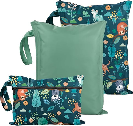 Wet Bag for Swimsuit - 2 Pack Waterproof Wet Dry Bag for Clothes - Baby Diaper Bag - Travel Laundry Daycare Bags - Baby Beach Essentials - Bogg Bag Accessories
