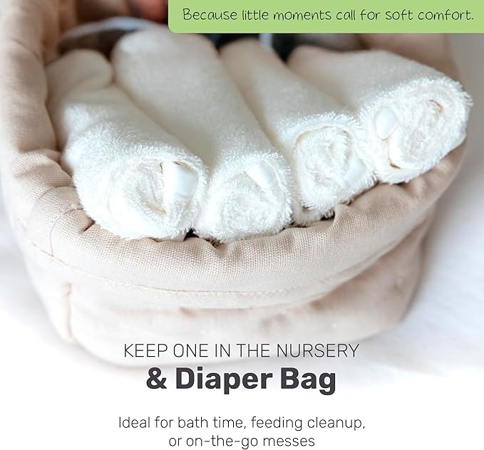 Bamboo Baby Washcloths for Newborn, Ultra-Soft & Absorbent for Gentle Bath Time Care, Durable Baby Bamboo Washcloths Made from Premium Viscose