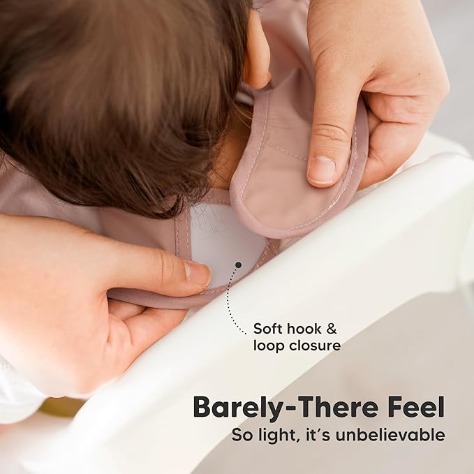 KeaBabies 3-Pack Waterproof Baby Bibs for Eating - Lightweight Toddler Feeding Bibs with Large Food Catcher, Mess Proof, Food-Grade Baby Eating Essentials, Easy to Put On & Clean (Fawn)